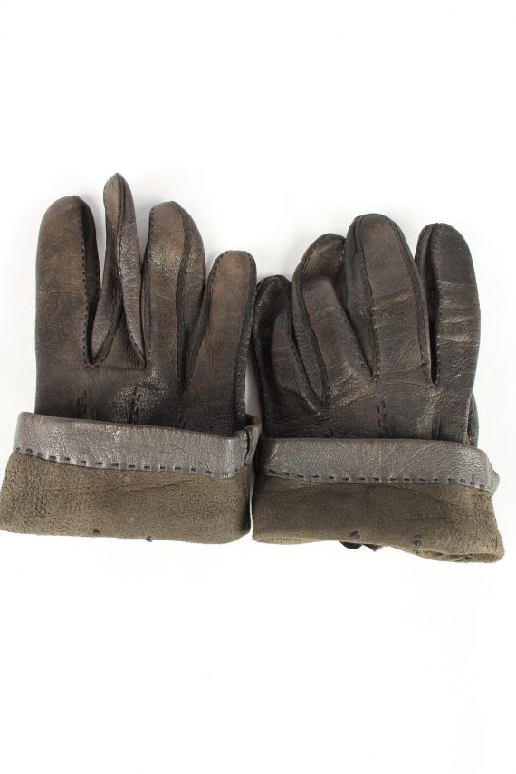 Leather Gloves Vintage Womens 7.5 in Dark Grey