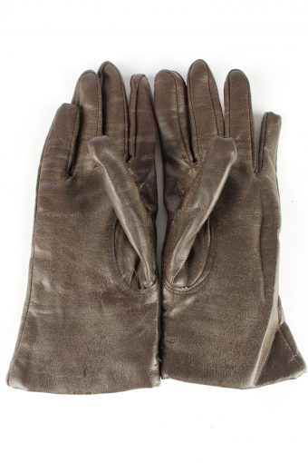 Leather Gloves Lined Vintage Womens 7 Brown -G394-151539
