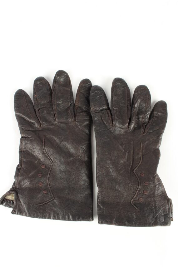 Leather Gloves Lined Vintage Womens 8 in Brown