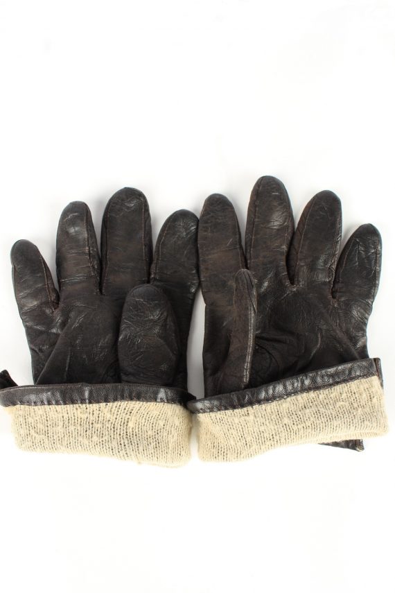 Leather Gloves Lined Vintage Womens 8 in Brown