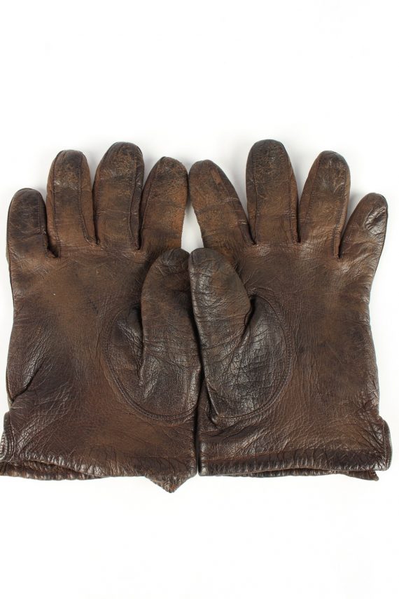 Leather Gloves Lined Vintage Womens 7.5 in Brown