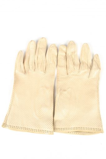 Leather Gloves Vintage Womens 7 in Beige