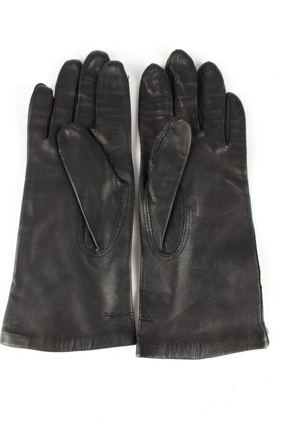 Leather Gloves Lined Vintage Womens 4 Black