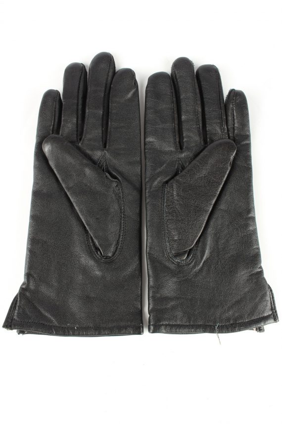 Leather Gloves Lined Vintage Womens 6.5 Black