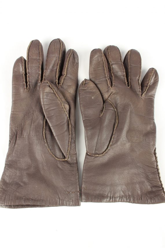 Leather Gloves Lined Vintage Womens 7.5 Brown