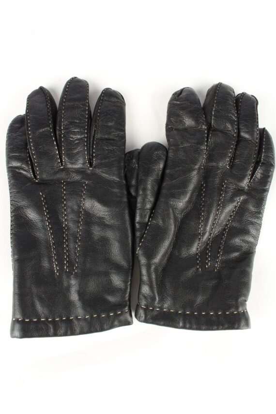 Leather Gloves Lined Vintage Womens Black