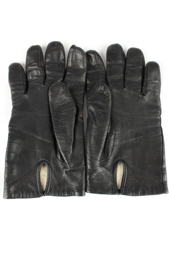 Leather Gloves Lined Vintage Mens Black -G307-150832