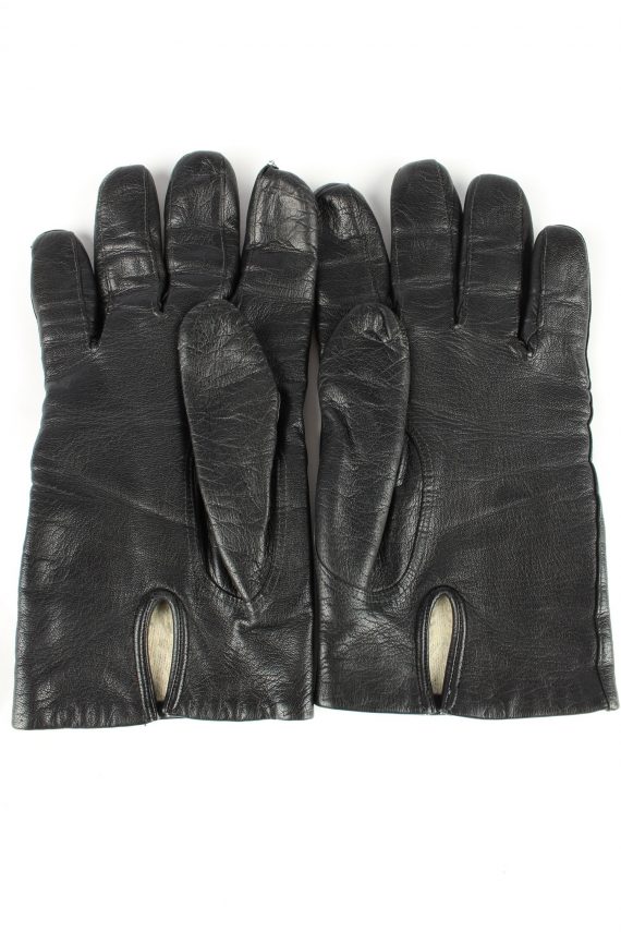 Leather Gloves Lined Vintage Mens Black