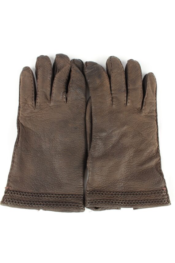 Leather Gloves Lined Vintage Womens 8 Brown