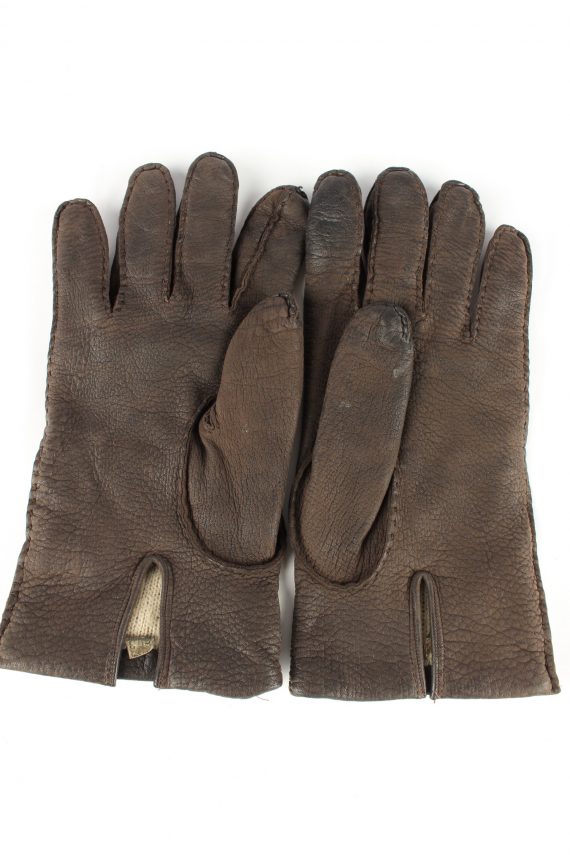 Leather Gloves Lined Vintage Womens 8 Brown