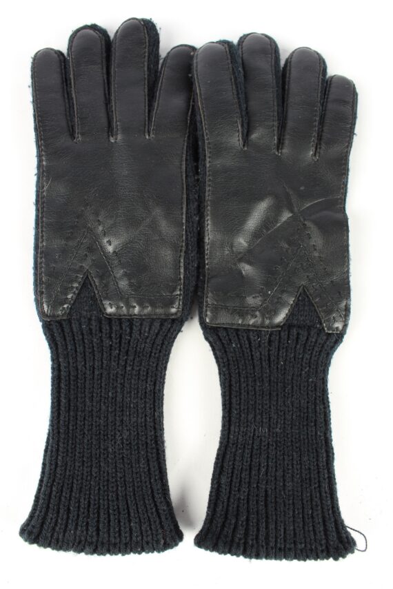 Leather Gloves Vintage Womens 7 in Black