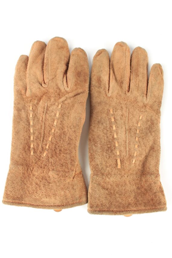 Suede Leather Gloves Lined Vintage Womens 8 in Brown