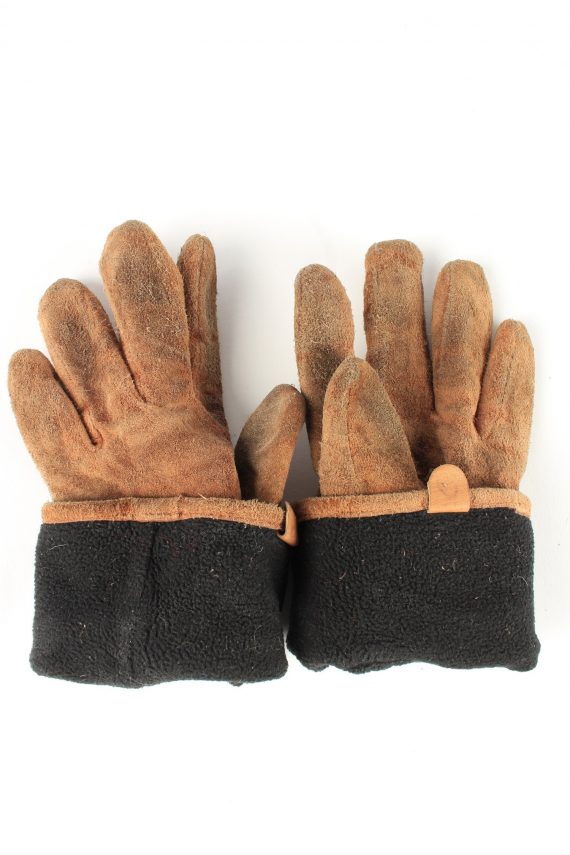 Suede Leather Gloves Lined Vintage Womens 8 in Brown