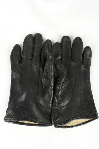 Leather Gloves Lined Vintage Womens Black -G373-151335