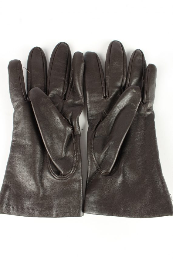 Faux Leather Gloves Lined Vintage Womens 7.5 Brown