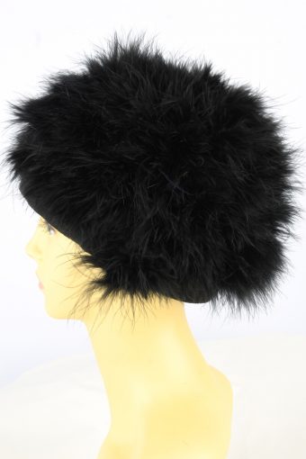 Furry Lined Hat Vintage Womens Black -HAT1893-152086