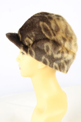 Leopard Pattern Furry Hat Vintage Womens