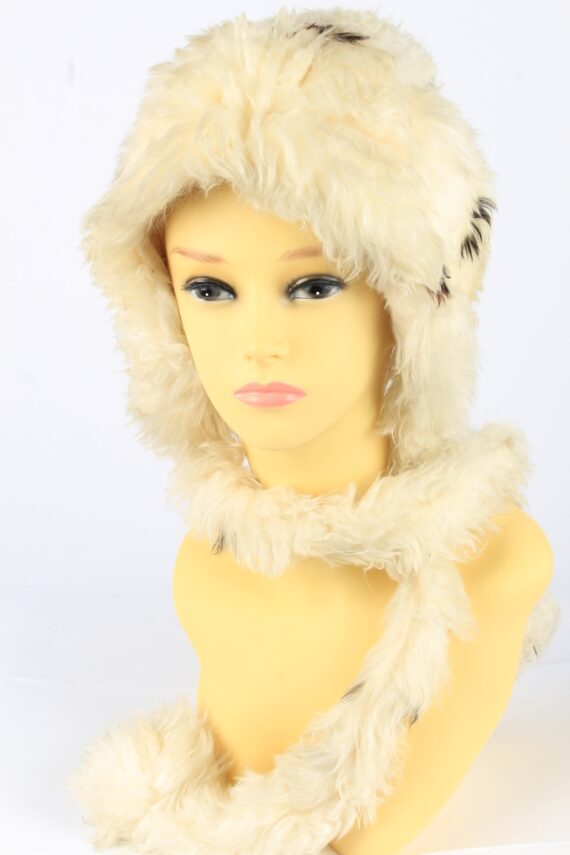 Faux Fur Hat With Scarf Vintage Womens