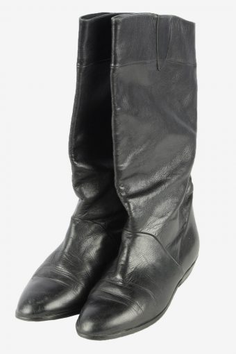 Peter Kaiser Leather Long Boots Vintage Womens Size UK 3 Black