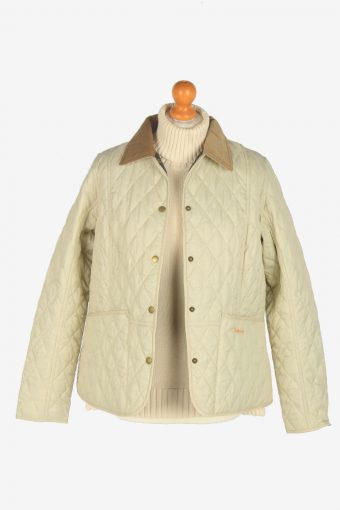 Womens Barbour Quilted Jacket Vintage Size L Beige C2407