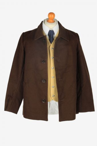 Mens Coat Classic Classic Vintage Size L Dark Brown C2362