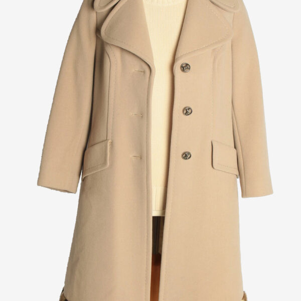 Womens Overcoat Fur Designer Long Cardigan Vintage Size M Beige C2335