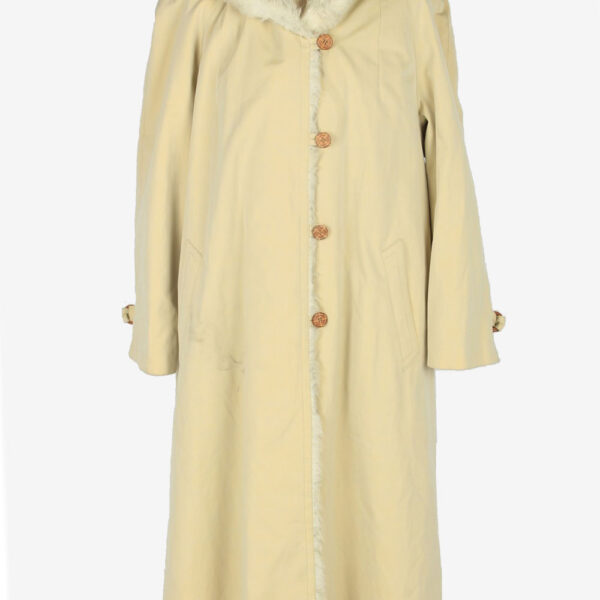 Womens Coat Fur Hoodies Designer Vintage Size XL Beige C2340