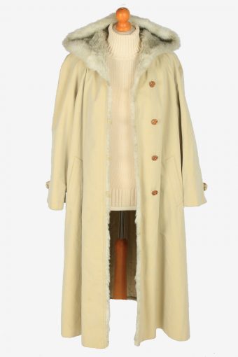 Womens Coat Fur Hoodies Designer Vintage Size XL Beige C2340-157065