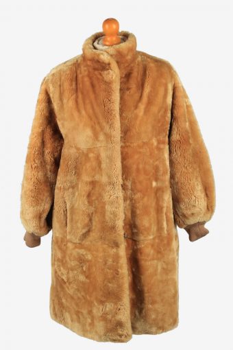 Fur Coat Jacket Lined Ladies Vintage Size XL Coffee C2294