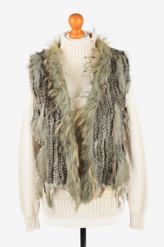 Fur Gilet Waistcoat Vintage  Womens  Grey C2272