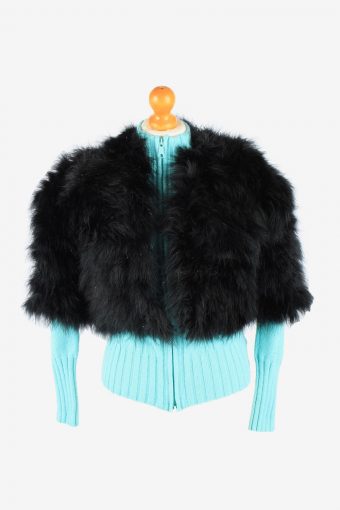 Fur Gilet Waistcoat Vintage Womens 42 Black C2256