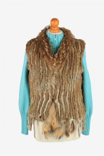 Fur Gilet Waistcoat Vintage Womens UK 12/14 Brown C2257