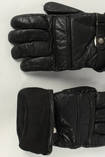 Motorbike Gloves Womens Leather Vintage Adjustable Size XL Black
