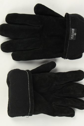 Suede Leather Gloves Vintage Unisex Size L Black