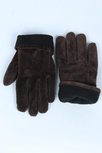 Suede Leather Gloves Vintage Womens Size M Dark Brown