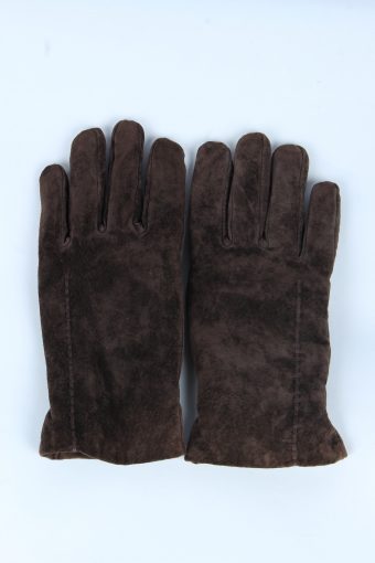 Suede Leather Gloves Vintage Womens Size M Dark Brown