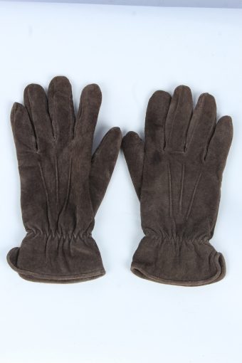 Suede Leather Gloves Vintage Womens Size L Dark Brown