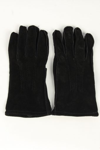 Suede Leather Gloves Vintage Womens Size L Black