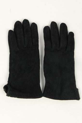 Suede Leather Gloves Vintage Womens Size M Black