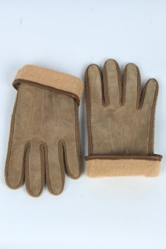 Suede Leather Gloves Vintage Mens Size M Brown