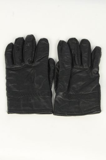 Leather Gloves Mens Vintage Size L Black