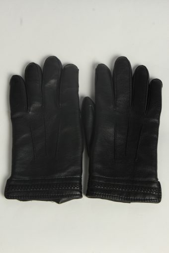 Leather Gloves Mens Vintage Size L Black