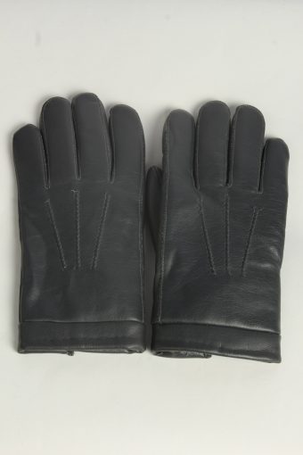 Leather Gloves Mens Vintage Size L Grey