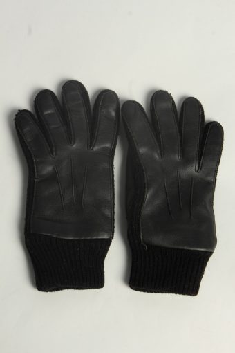 Leather Gloves Womens Vintage Size M Black