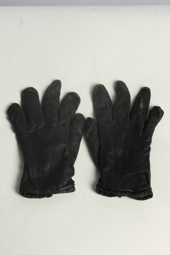 Leather Gloves Womens Vintage Size M Black