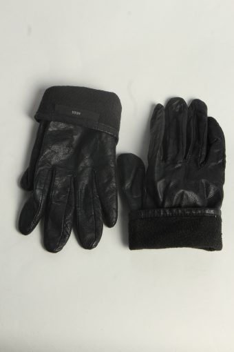 Leather Gloves Womens Vintage Size M Black -G590-156581