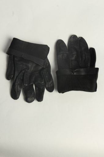 Leather Gloves Womens Vintage Size M Black -G594-156597