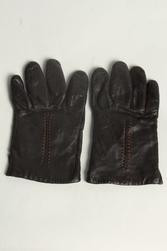 Leather Gloves Womens Vintage Size L Dark Brown