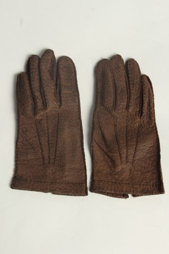 Leather Gloves Womens Vintage Size M Dark Brown