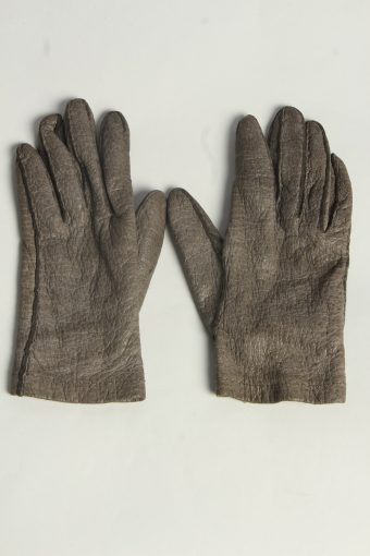 Leather Gloves Womens Vintage Size L Grey